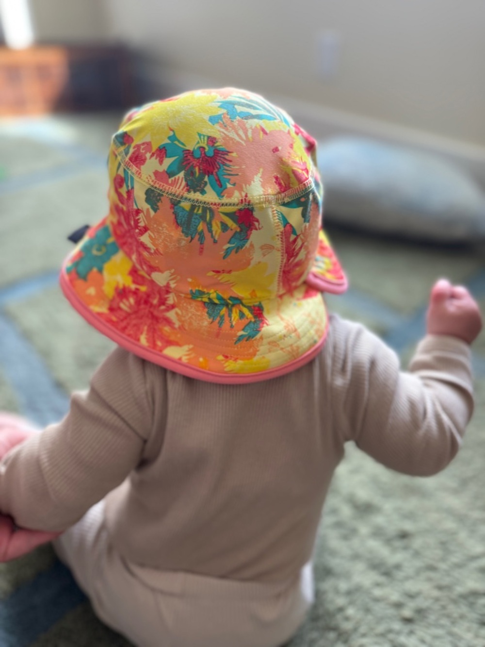 Patagonia Kids 6-12 M Floral Tropical Bucket Hat - Yellow & Pink